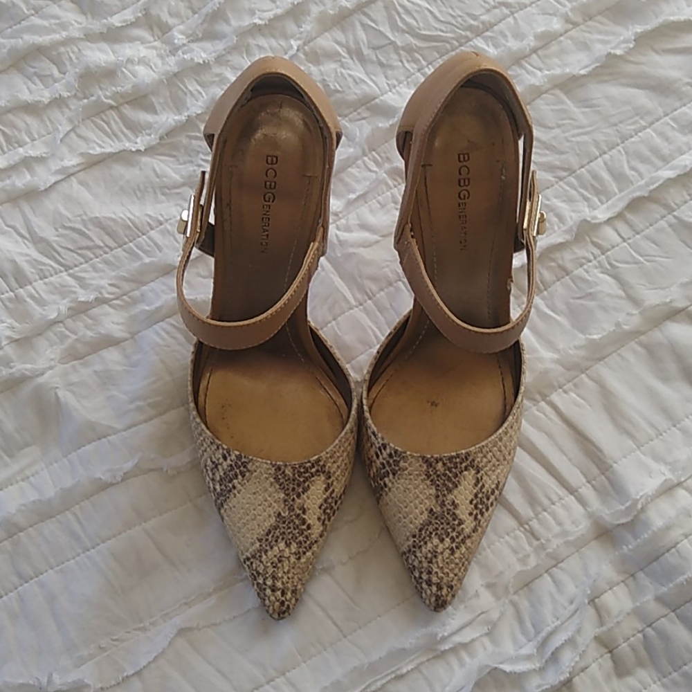 Tan Snakeskin Heels